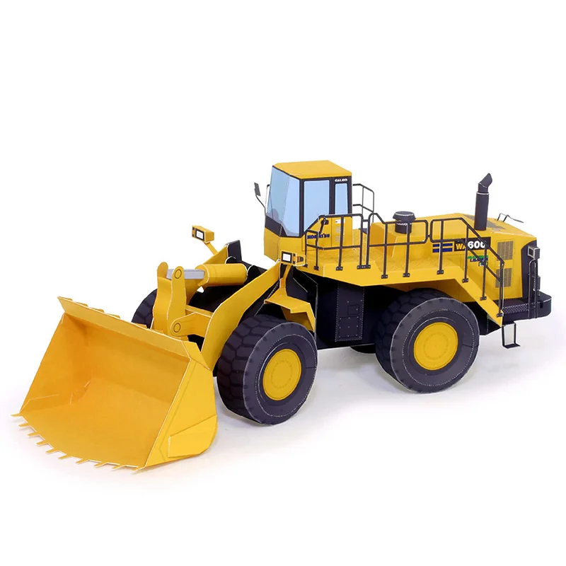 Art Craft With Cardboard - Wheel Loader Bulldozer Tractor Folding Handmade