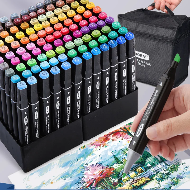 Illustration Marker Set - 30/60 Color Markers Double-headed Square Pen