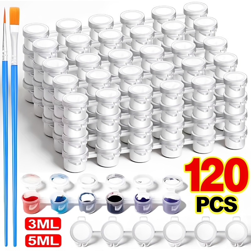 Art Craft Organizer - 3/5ml Empty Paint Pots with Lid