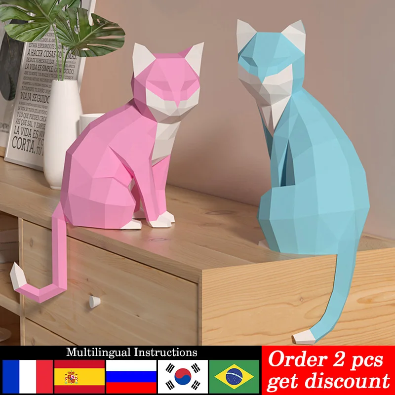 Art Craft With Cardboard - 1 Pair Lovers Cat Animal Decor