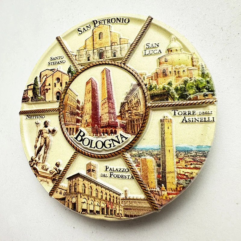Art Craft Magnet - 1pc, Bologna, Italy disc architecture souvenir,