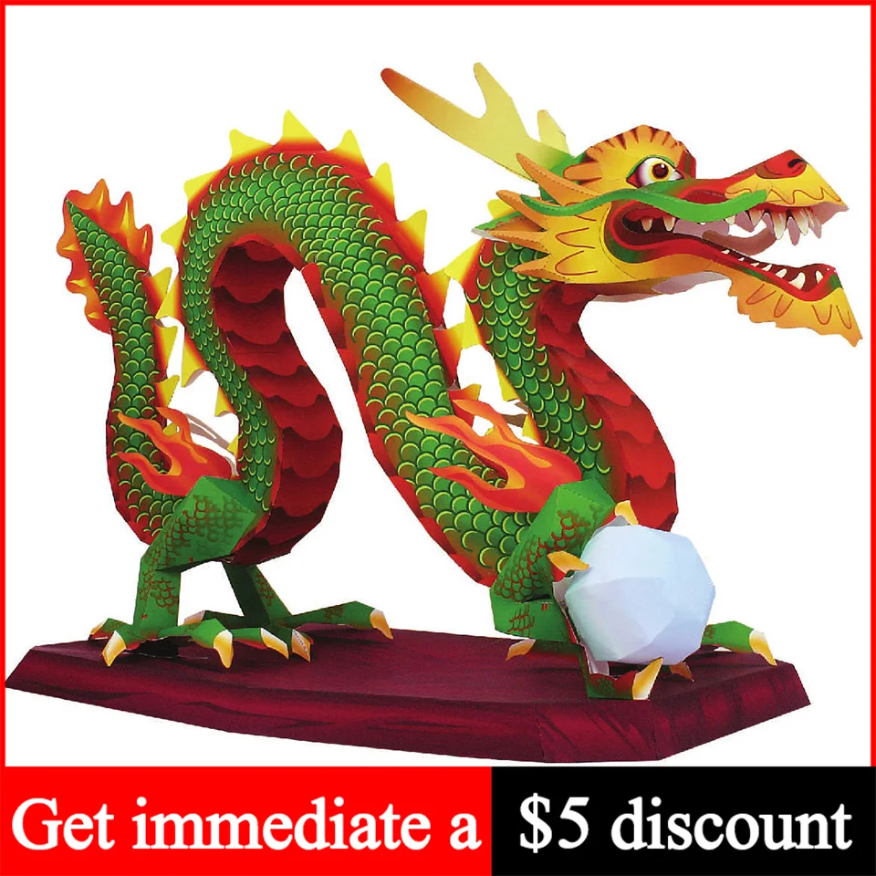 Art Craft With Cardboard - Chinese Dragon Loong Handmade Origami Art
