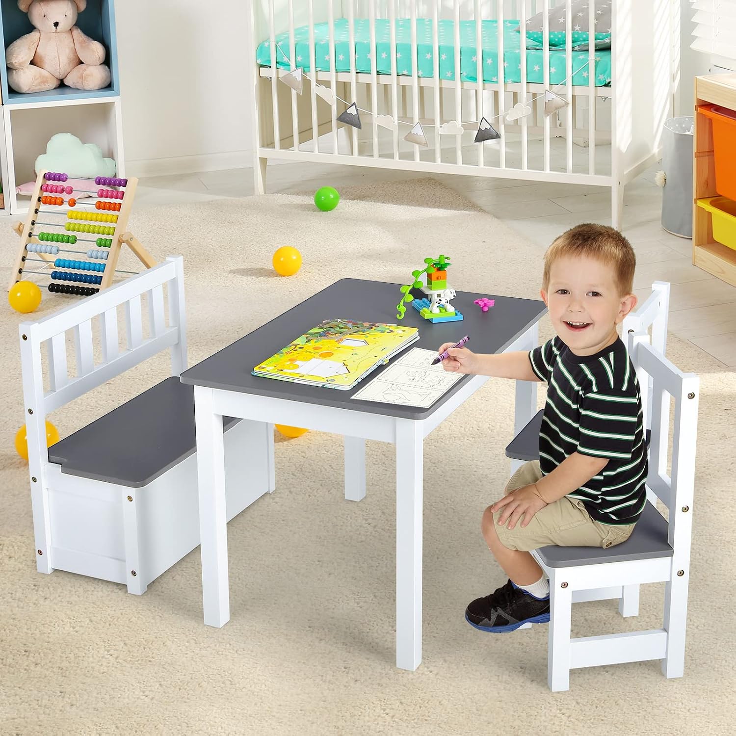 Wood Kids Table & Chair Set wi - đánh giá và giá Art Craft Toddler