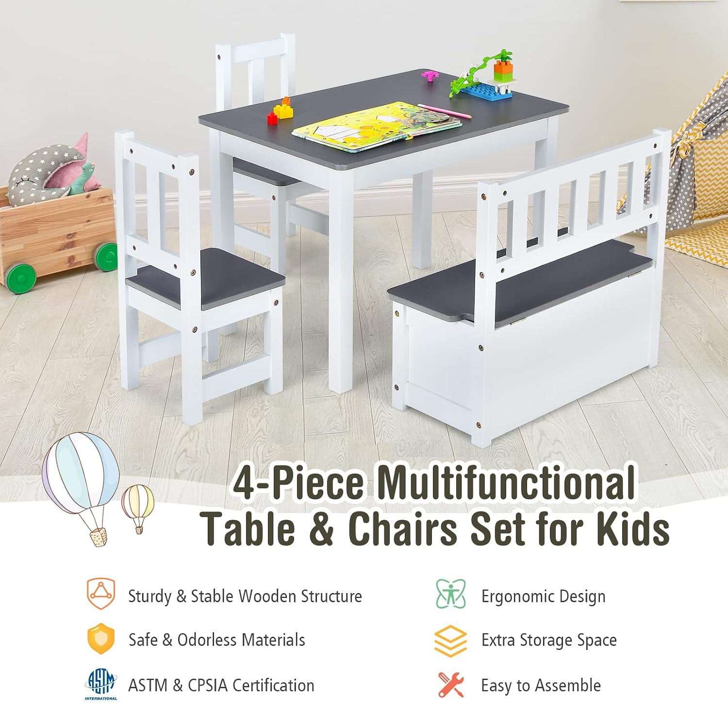 Wood Kids Table & Chair Set wi - đánh giá và giá Art Craft Toddler