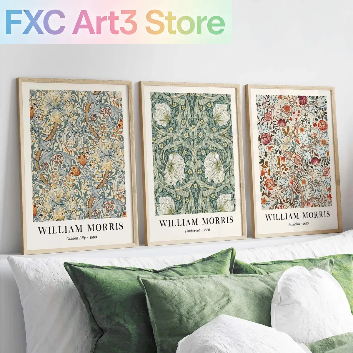 3pcs/Set frameless  Vintage Bo - đánh giá và giá Art Craft William Morris