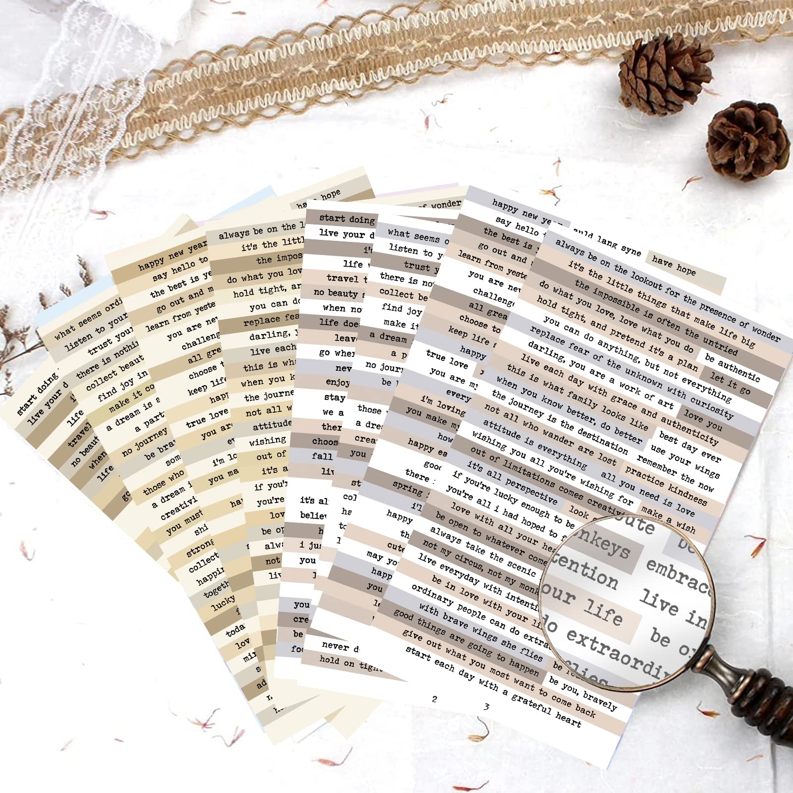 8pcs Brown Notes Quote Sticker - đánh giá và giá Art Craft Journals