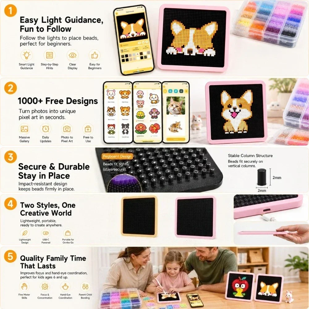 LED Fuse Beads Board with App  - đánh giá và giá Art Craft App