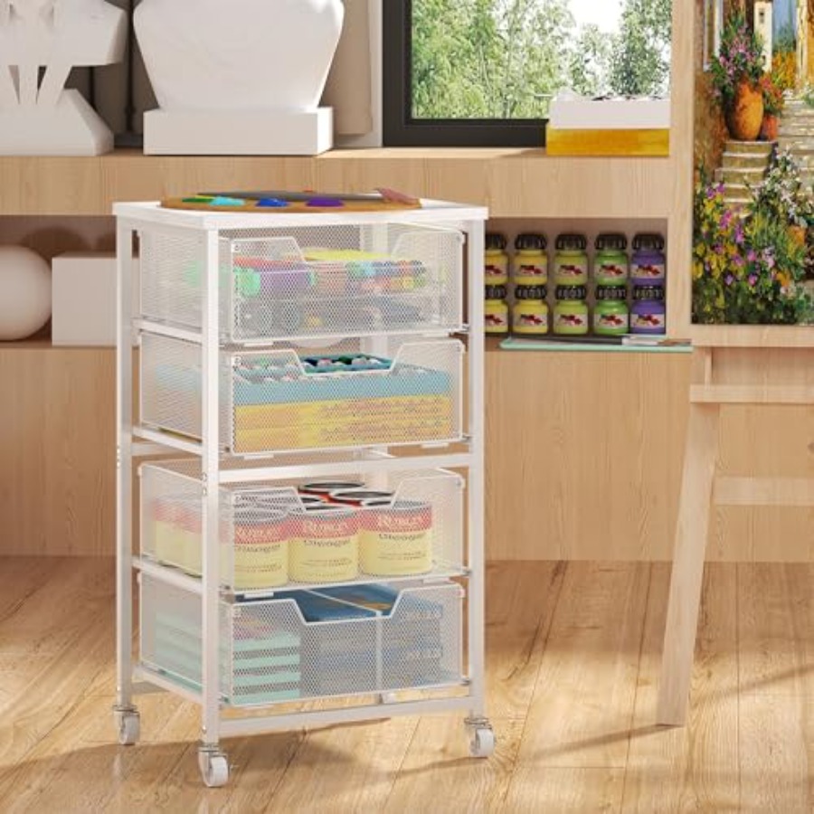 4-Drawer Rolling Storage Cart, - đánh giá và giá Art Craft Organizer
