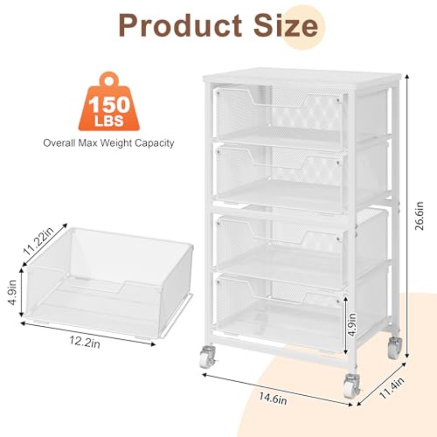 4-Drawer Rolling Storage Cart, - đánh giá và giá Art Craft Organizer