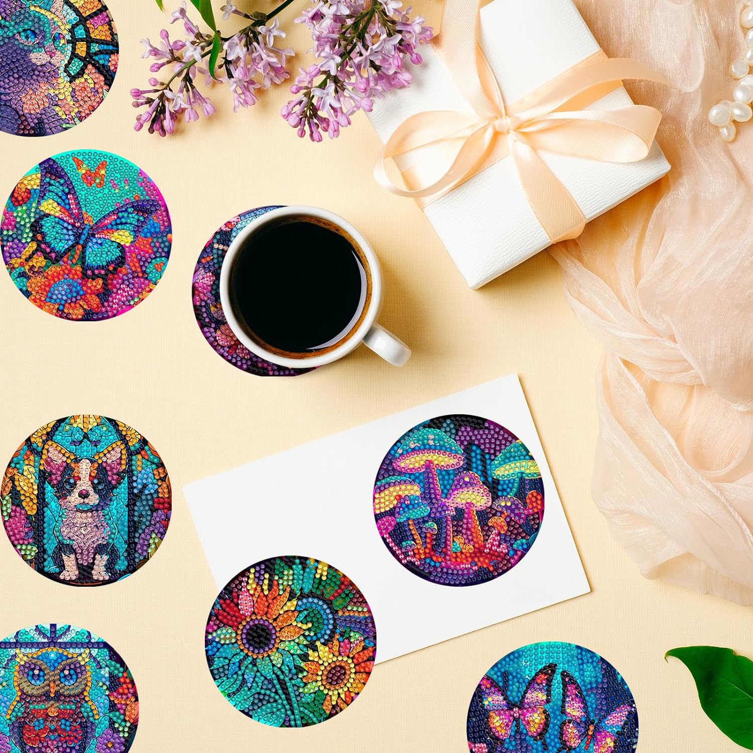 SDOYUNO 8pcs Diamond Art Coast - đánh giá và giá Art Craft Cup