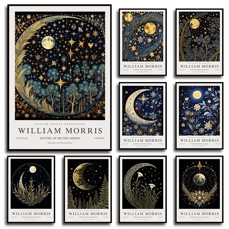 Vintage Moon and Stars William - đánh giá và giá Art Craft William Morris