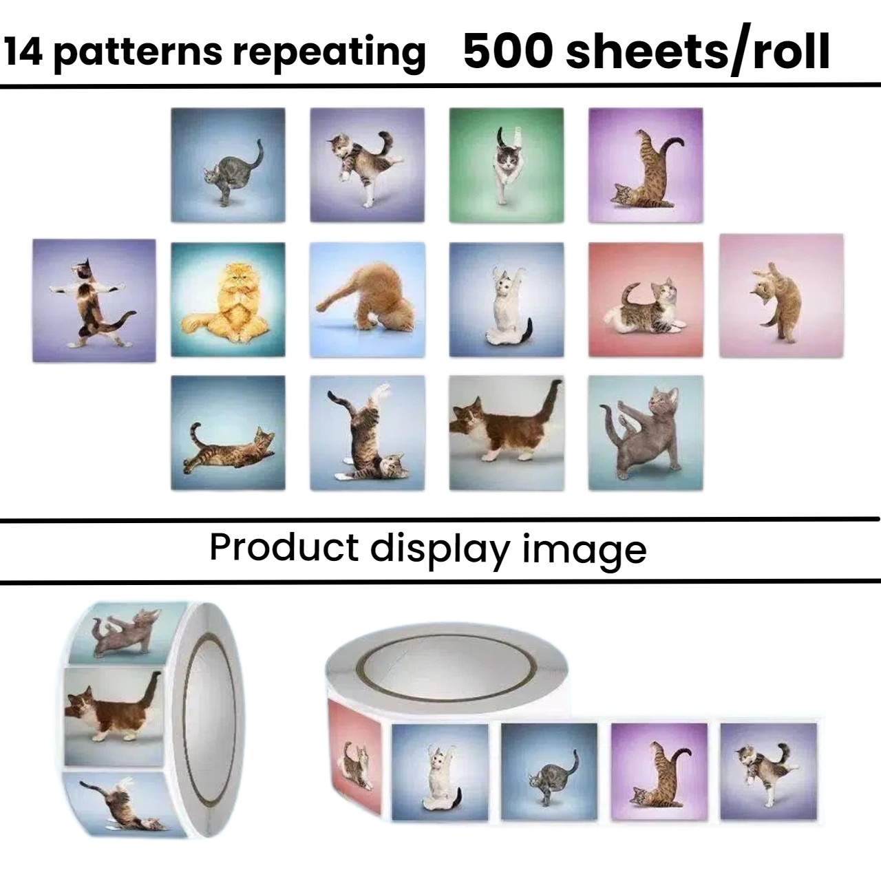 500pcs Cute Cat Roll Stickers  - đánh giá và giá Art Craft Journals