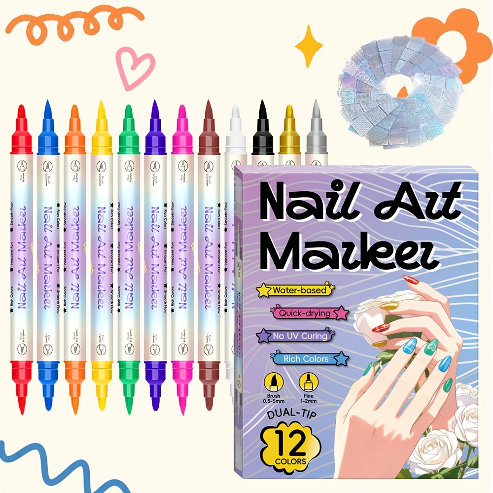 12 Colors Nail Art Pen Set 24  - đánh giá và giá Illustration Marker Set