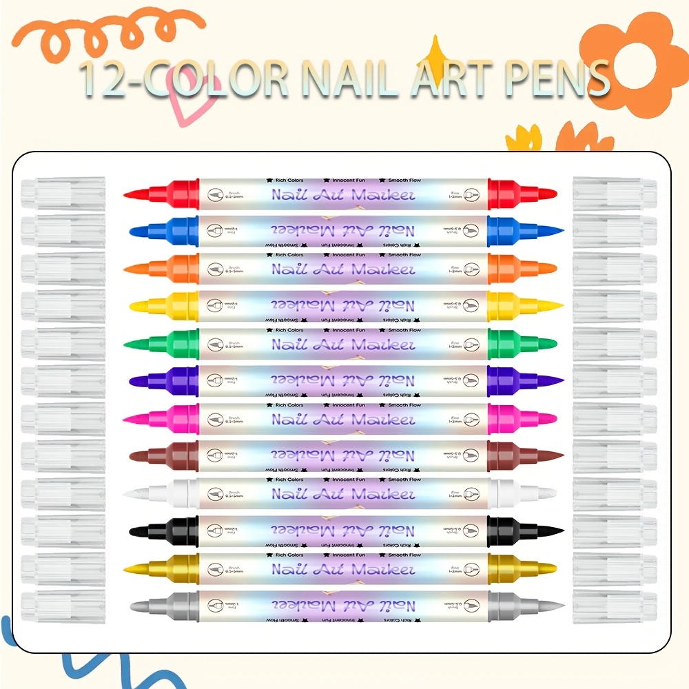 12 Colors Nail Art Pen Set 24  - đánh giá và giá Illustration Marker Set