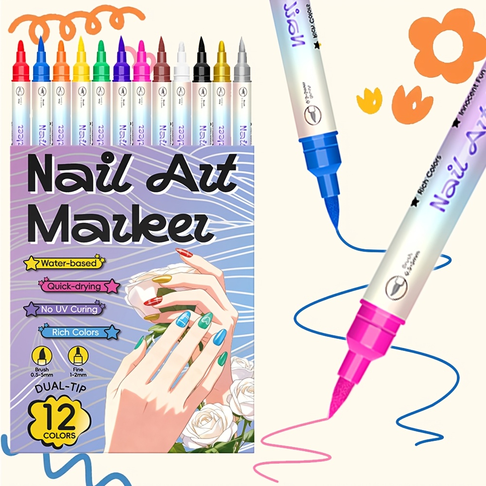 12 Colors Nail Art Pen Set 24  - đánh giá và giá Illustration Marker Set