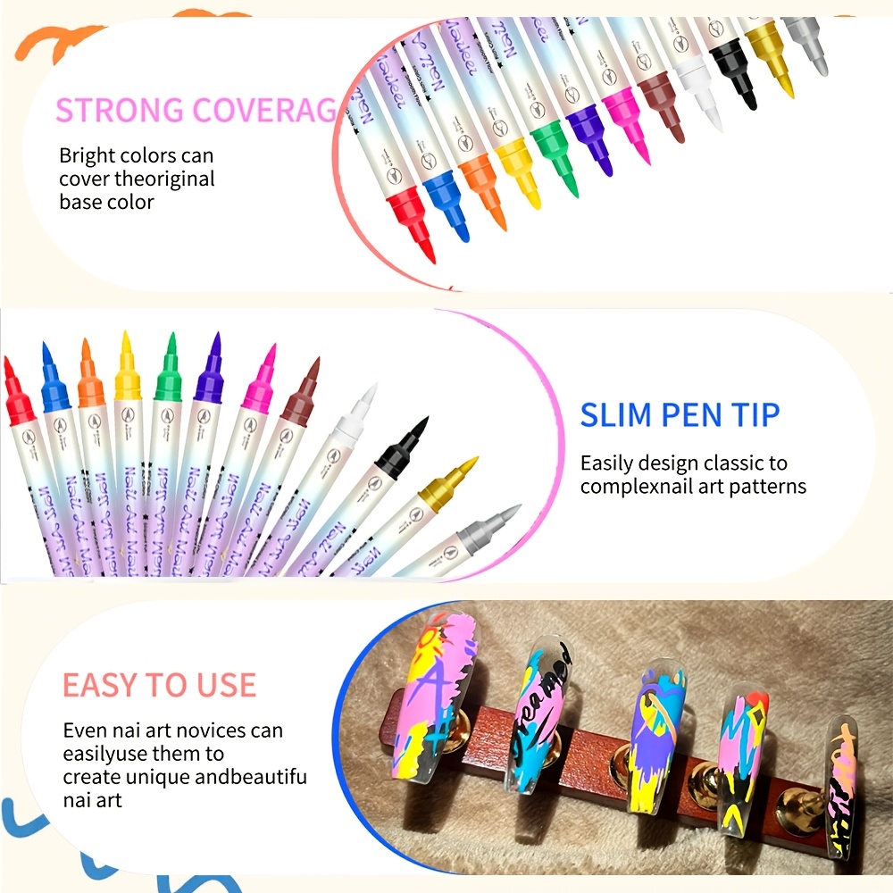 12 Colors Nail Art Pen Set 24  - đánh giá và giá Illustration Marker Set